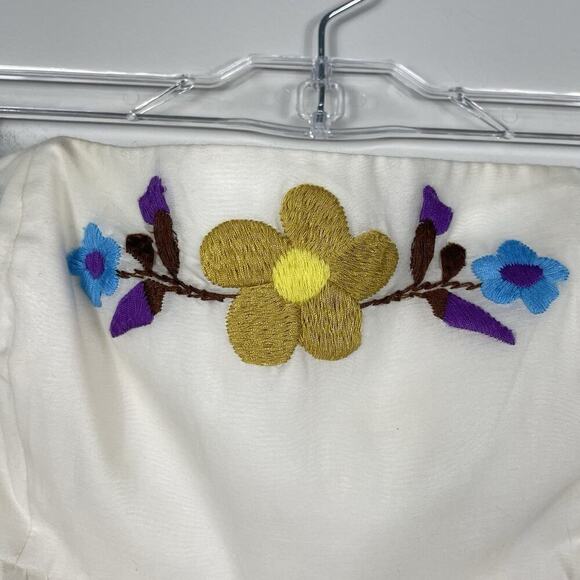 Tibi New York Strapless Mini Dress Women's Size 8 Ivory Silk Cotton Embroidered - Picture 8 of 14